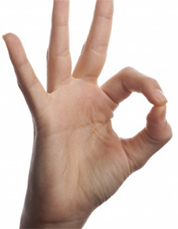 Thumb tip to index fingertip making an “O” sign